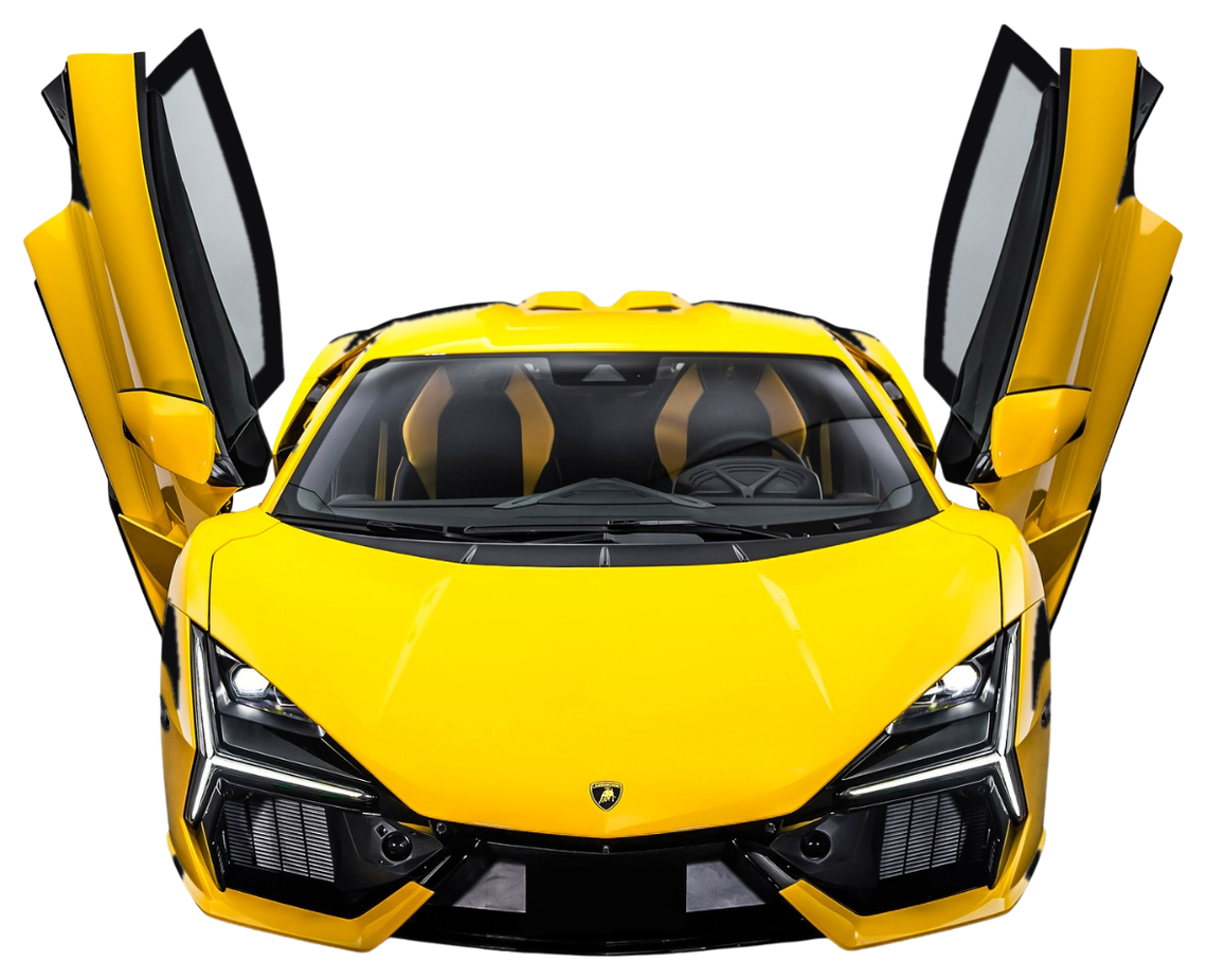 Lamborghini Revuelto gialla con le porte a forbice aperte