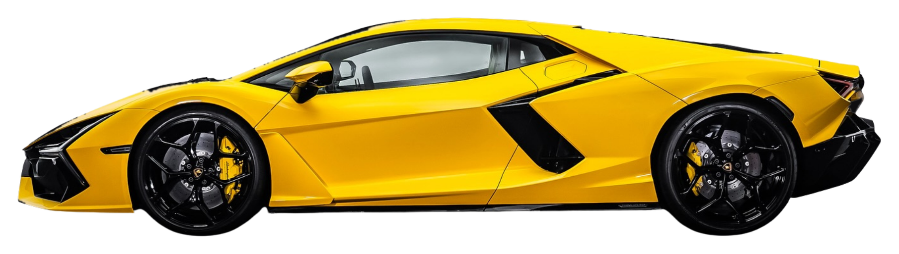 Profilo laterale della Lamborghini Revuelto gialla